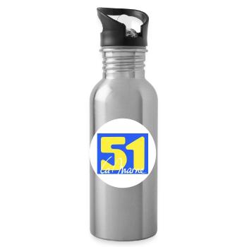 Iconic La Marne logo in bright colors - Water bottle with straw - silver - Right
