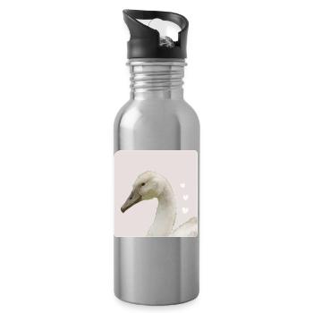 Jeune cygne Cygne blanc Cygne tuberculé - Gourde avec paille intégrée - argent clair - Droite