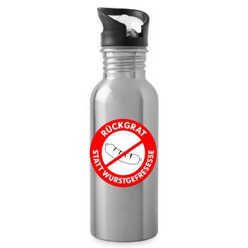 Rückgrat statt Wurstgefresse! WUNSCHFARBEN Wurst2 - Trinkflasche mit integriertem Trinkhalm - Lightsilver - Rechts