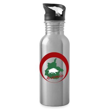 Emblème Ardennais Sanglier - Gourde avec paille intégrée - argent clair - Droite