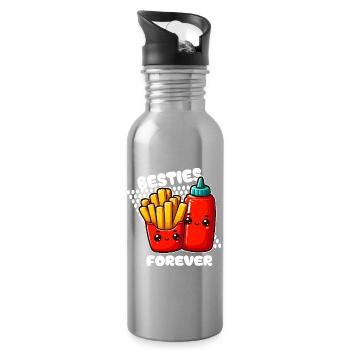 Meilleurs amis frites et ketchup - Gourde avec paille intégrée - argent clair - Droite