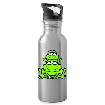 Grenouille Enfant Famille Papa Maman Piggyback Fête des Pères - Gourde avec paille intégrée - argent clair - Droite