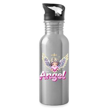 Y2K Retro – Cyber Angel - Water bottle with straw - silver - Right
