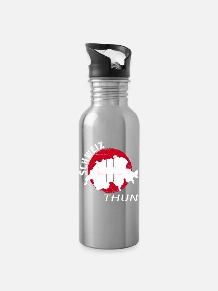 Thun - Trinkflasche mit integriertem Trinkhalm - Lightsilver