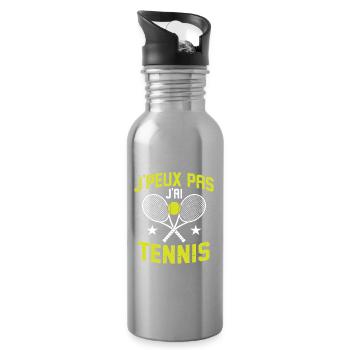 I Can't I Have Tennis Geschenk Tennis Männer Frauen - Trinkflasche mit integriertem Trinkhalm - Lightsilver - Rechts