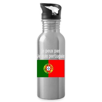 Portugiesischer Stolz auf Text und Flagge - Trinkflasche mit integriertem Trinkhalm - Lightsilver - Rechts