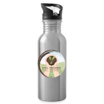 Still Growing – Wachsende Pflanze - Trinkflasche mit integriertem Trinkhalm - Lightsilver - Rechts