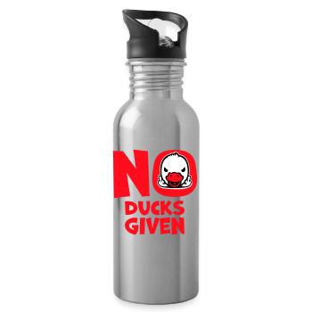 Goose No Ducks Given Middle Finger Naughty Duck Cool - Water bottle with straw - silver - Right