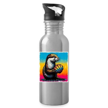 loutre - Gourde avec paille intégrée - argent clair - Droite