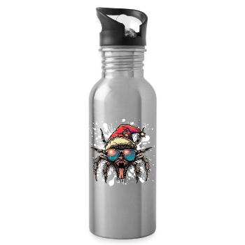 Tarantula Christmas Funny - Water bottle with straw - silver - Right