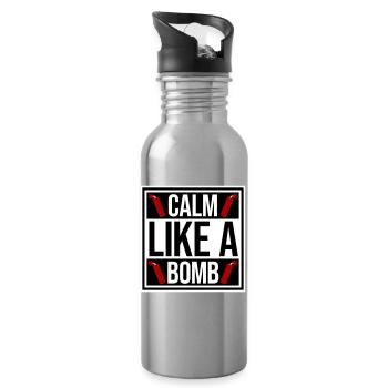 Calm Like Bomb Paradox Ironie Humor Explosiv Witz - Trinkflasche mit integriertem Trinkhalm - Lightsilver - Rechts
