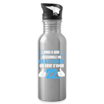 Geburtstag 22 Jahre Junge Lustig Gut aussehend - Trinkflasche mit integriertem Trinkhalm - Lightsilver - Rechts