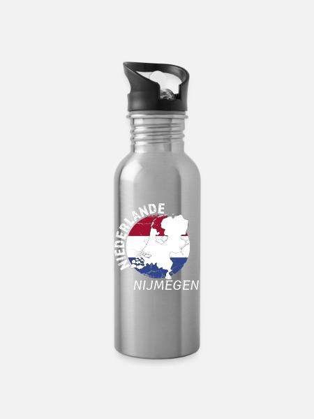 Nijmegen - Trinkflasche mit integriertem Trinkhalm - Lightsilver