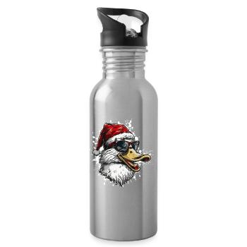 Ente Weihnachten Lustig - Trinkflasche mit integriertem Trinkhalm - Lightsilver - Rechts