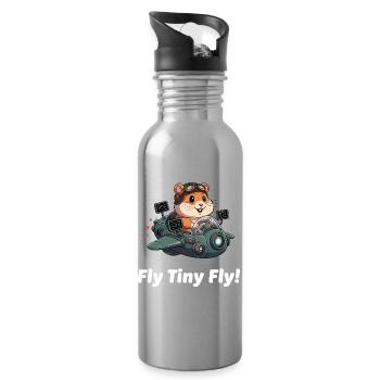 Rocket Hamster Space Flight - Water bottle with straw - silver - Right
