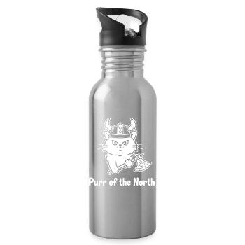 Viking Katze mit Axt - Trinkflasche mit integriertem Trinkhalm - Lightsilver - Rechts