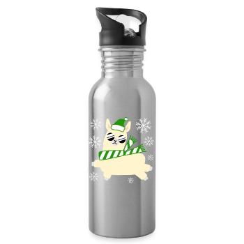 Llama – Weihnachten - Trinkflasche mit integriertem Trinkhalm - Lightsilver - Rechts