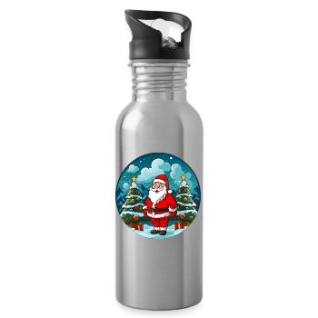 Sweet Santa Claus - Water bottle with straw - silver - Right