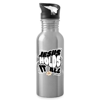 Jesus Holds It All Christian Encouragement Faith - Water bottle with straw - silver - Right