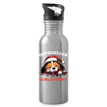 Official Sleep Shirt Christmas Beagle - Water bottle with straw - silver - Right