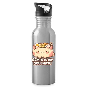 Ramen noodles is my soulmate - Water bottle with straw - silver - Right