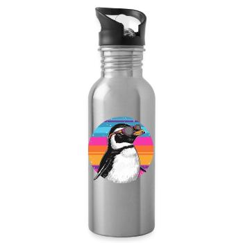 Penguin Neon-Goggles Retro - Trinkflasche mit integriertem Trinkhalm - Lightsilver - Rechts