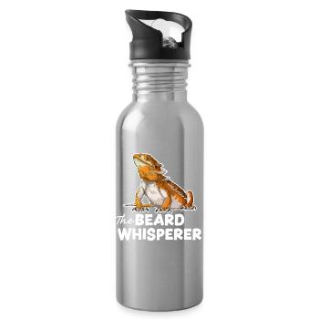 Der Bartflüsterer - Trinkflasche mit integriertem Trinkhalm - Lightsilver - Rechts