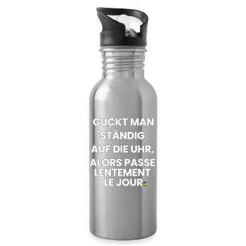 German-French-Rhyme 2 (Ver. A) - Trinkflasche mit integriertem Trinkhalm - Lightsilver - Rechts
