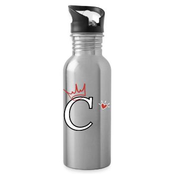 Buchstabe c Kronenherz - Trinkflasche mit integriertem Trinkhalm - Lightsilver - Rechts