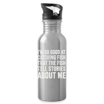 I'm So Good At Catching Fish Angler Saying Fishing - Water bottle with straw - silver - Right