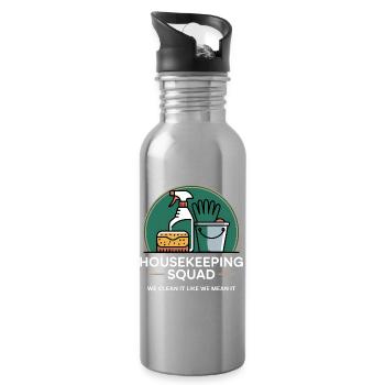 Funny Cleaning Design - Water bottle with straw - silver - Right