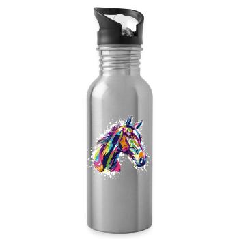 Pferd - Trinkflasche mit integriertem Trinkhalm - Lightsilver - Rechts