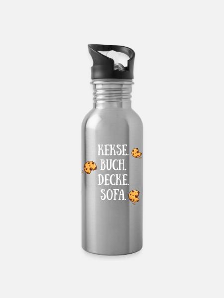 Kekse Buch Decke Sofa - Trinkflasche mit integriertem Trinkhalm - Lightsilver