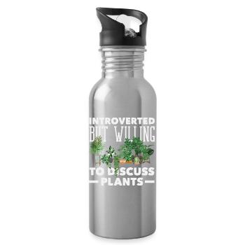 Introvert Discuss Plants Funny - Water bottle with straw - silver - Right