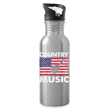 Musique country - Gourde avec paille intégrée - argent clair - Droite