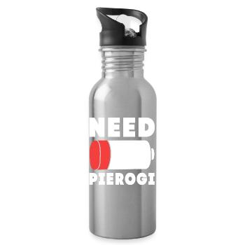 Poland Polish Pierogi - Water bottle with straw - silver - Right