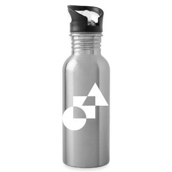 Monochromes geometrisches Mosaik - Trinkflasche mit integriertem Trinkhalm - Lightsilver - Rechts