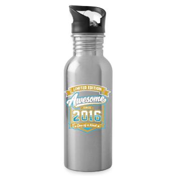 2016 Limited Edition Awesome Geburtstag Geschenk - Trinkflasche mit integriertem Trinkhalm - Lightsilver - Rechts