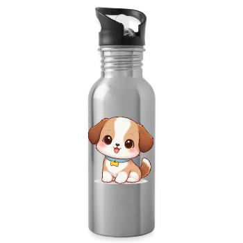 Dog Cute Comic - Gourde avec paille intégrée - argent clair - Droite