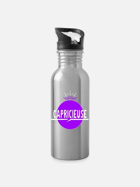 Launisch - Trinkflasche mit integriertem Trinkhalm - Lightsilver