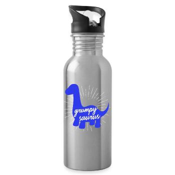 Grumpysaur : design drôle de dinosaure Brachiosaurus - Gourde avec paille intégrée - argent clair - Droite