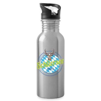 Schliersee Bayern Deutschland Hirsch Souvenir - Trinkflasche mit integriertem Trinkhalm - Lightsilver - Rechts