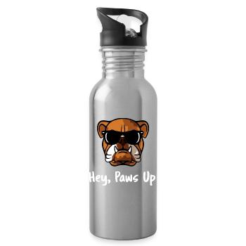 Bouledogue cool Hey pattes en l’air des lunettes de soleil Art de chien - Gourde avec paille intégrée - argent clair - Droite
