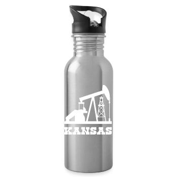 Kansas Oilfield Pumpjack Design - Trinkflasche mit integriertem Trinkhalm - Lightsilver - Rechts