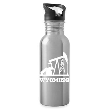 Conception de la pompe à pompe des champs pétrolifères du Wyoming - Gourde avec paille intégrée - argent clair - Droite