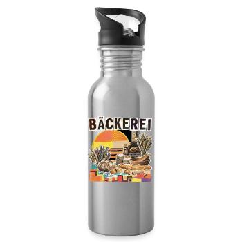 Bäckerei Bäcker Vintage - Trinkflasche mit integriertem Trinkhalm - Lightsilver - Rechts