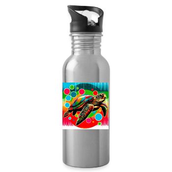 turtle - Water bottle with straw - silver - Right
