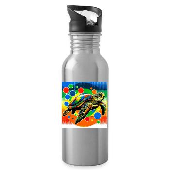 turtle - Water bottle with straw - silver - Right