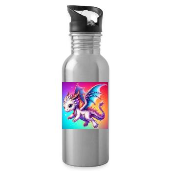 dragon - Water bottle with straw - silver - Right