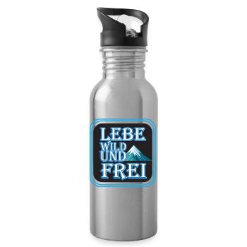 Lebe Wild Und Frei Bergmotiv - Trinkflasche mit integriertem Trinkhalm - Lightsilver - Rechts